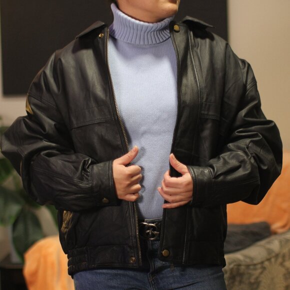 Leather Jacket Mens Black. - Picture 2 of 16